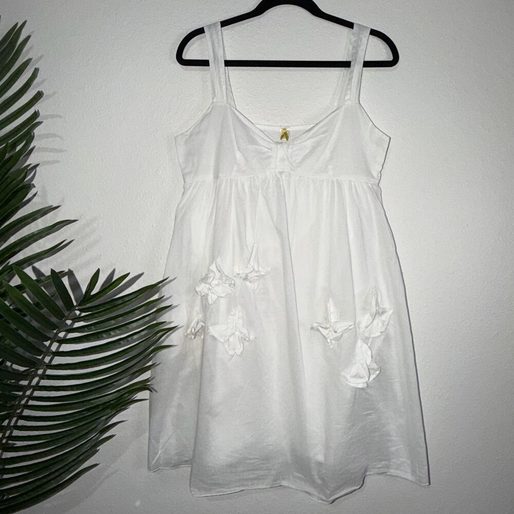 Pinkerton White Cotton‎ 3D Floral Applique Babydoll Dress